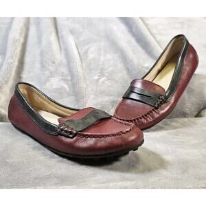 Michael Kors Womens 7M Burgundy Leather Driving Loafers Flats